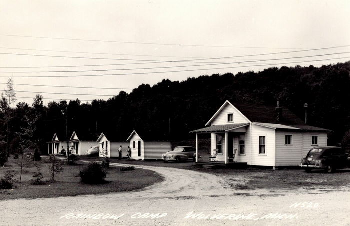 Rainbow Camp (Toastys Cabins) - Old Postcard View (newer photo)